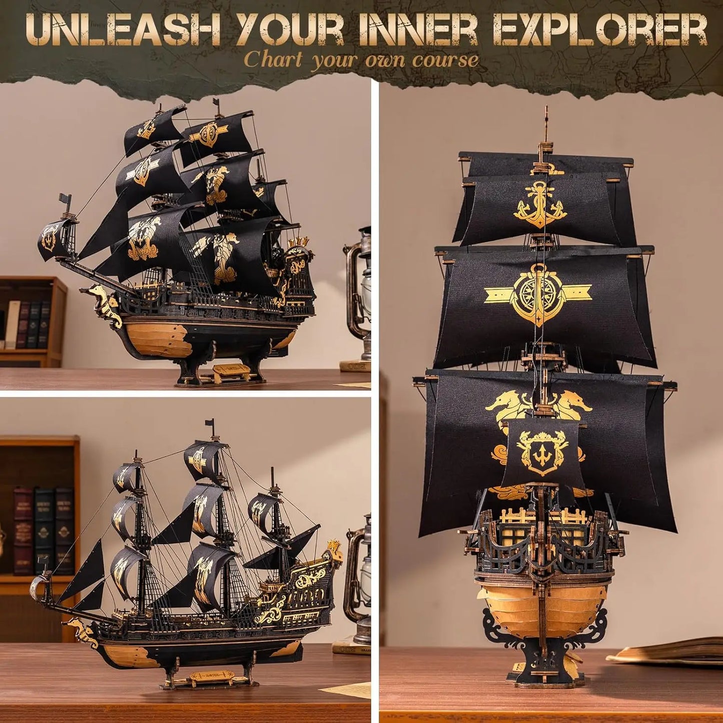 Wooden Seahouse Barque Model 3D Puzzle