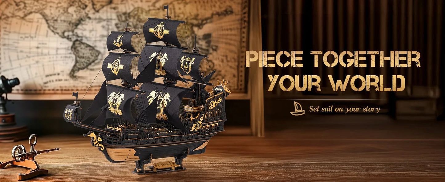 Wooden Seahouse Barque Model 3D Puzzle