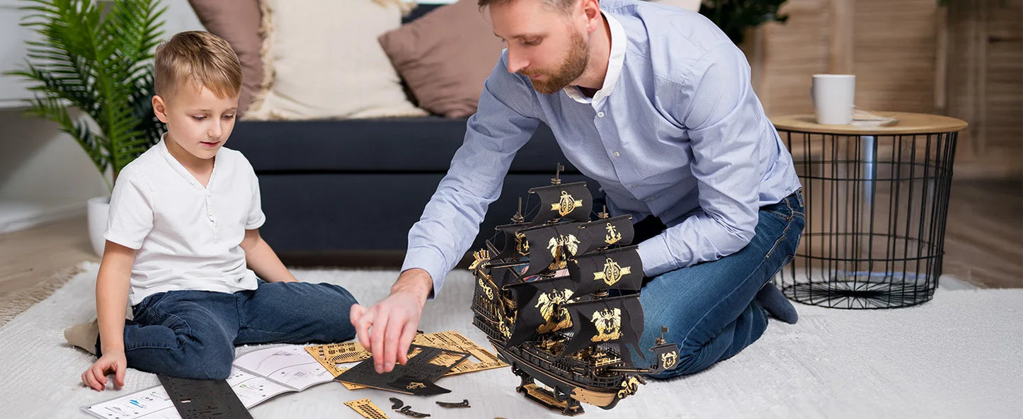 Wooden Seahouse Barque Model 3D Puzzle