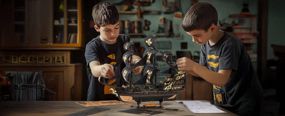 Wooden Seahouse Barque Model 3D Puzzle