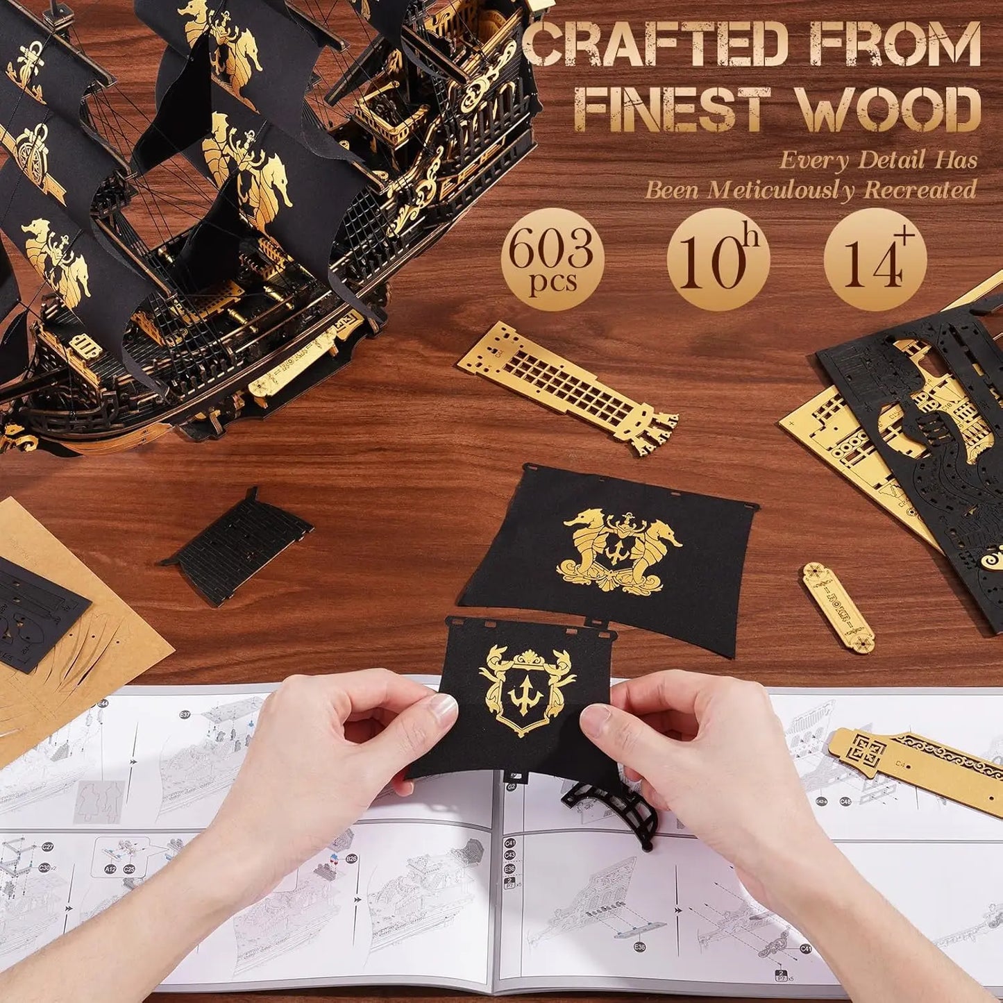 Wooden Seahouse Barque Model 3D Puzzle