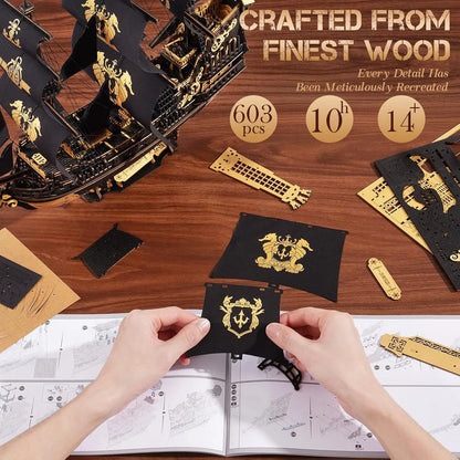 Wooden Seahouse Barque Model 3D Puzzle